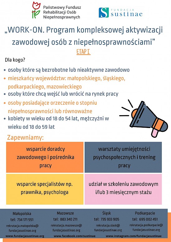 "WORK- ON. Program kompleksowej aktywizacji zawodowej osób z niepełnosprawnościami"